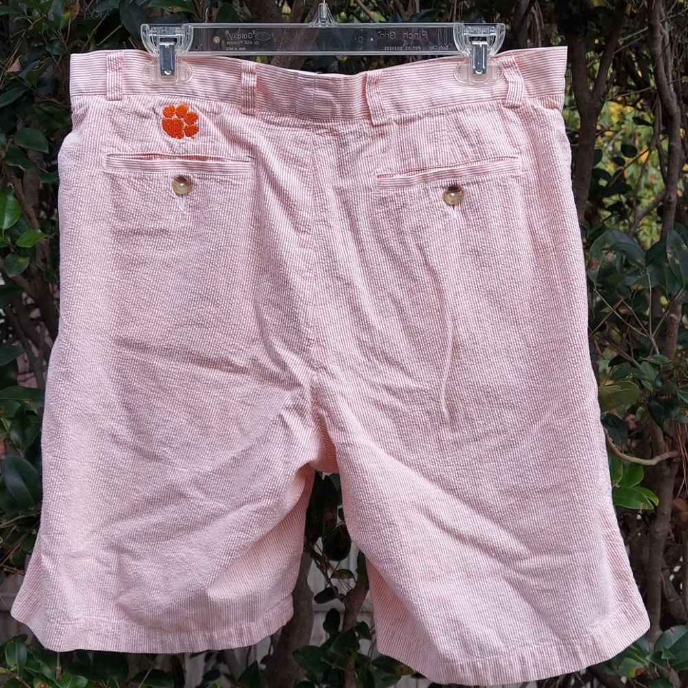 Cutter & Buck Clemson Seersucker Shorts Orange EUC